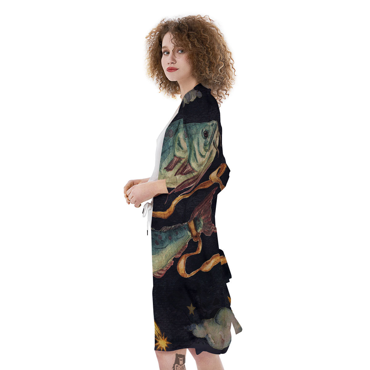 Zodiac Sign Watercolor Pisces Print Kimono-grizzshop