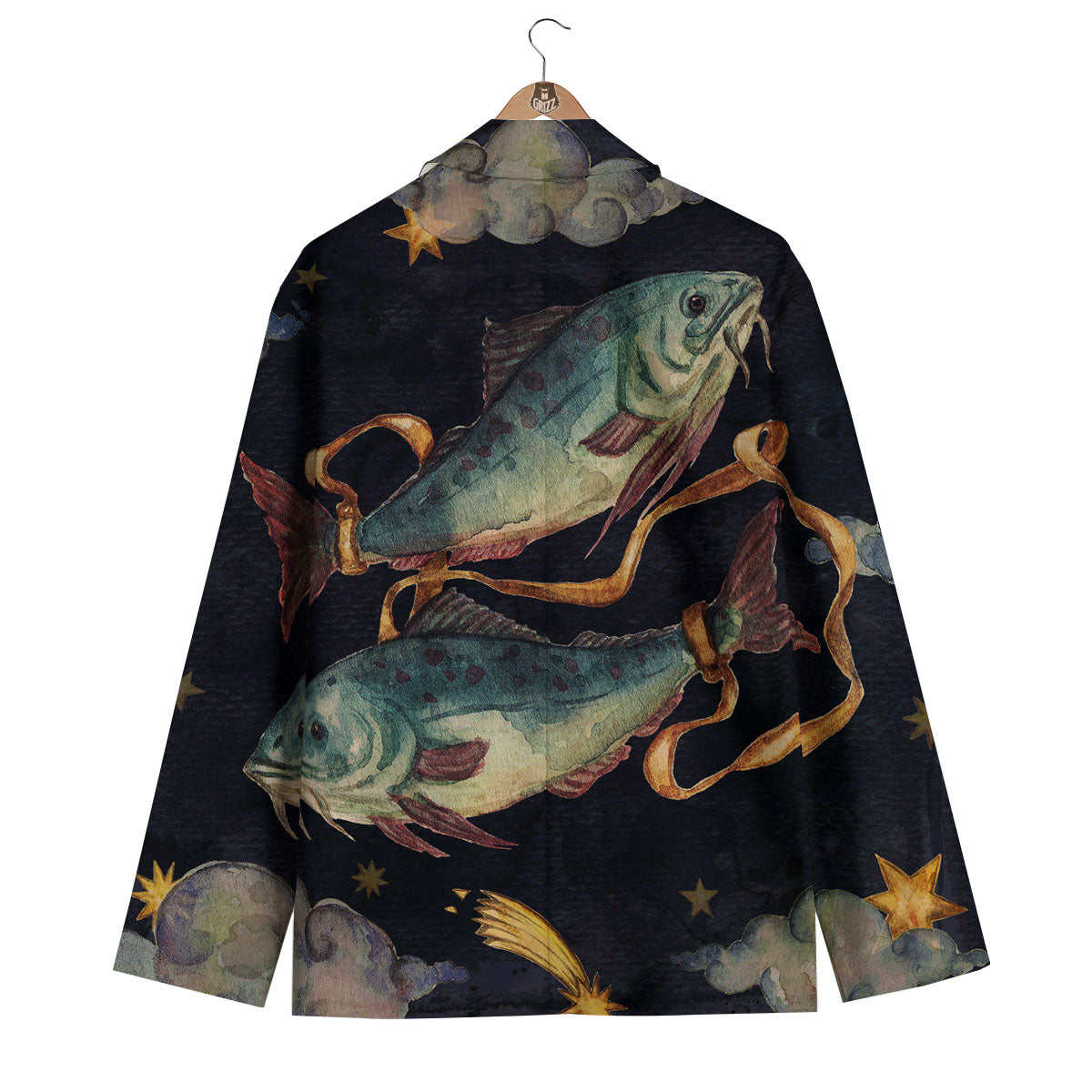 Zodiac Sign Watercolor Pisces Print Men's Blazer-grizzshop