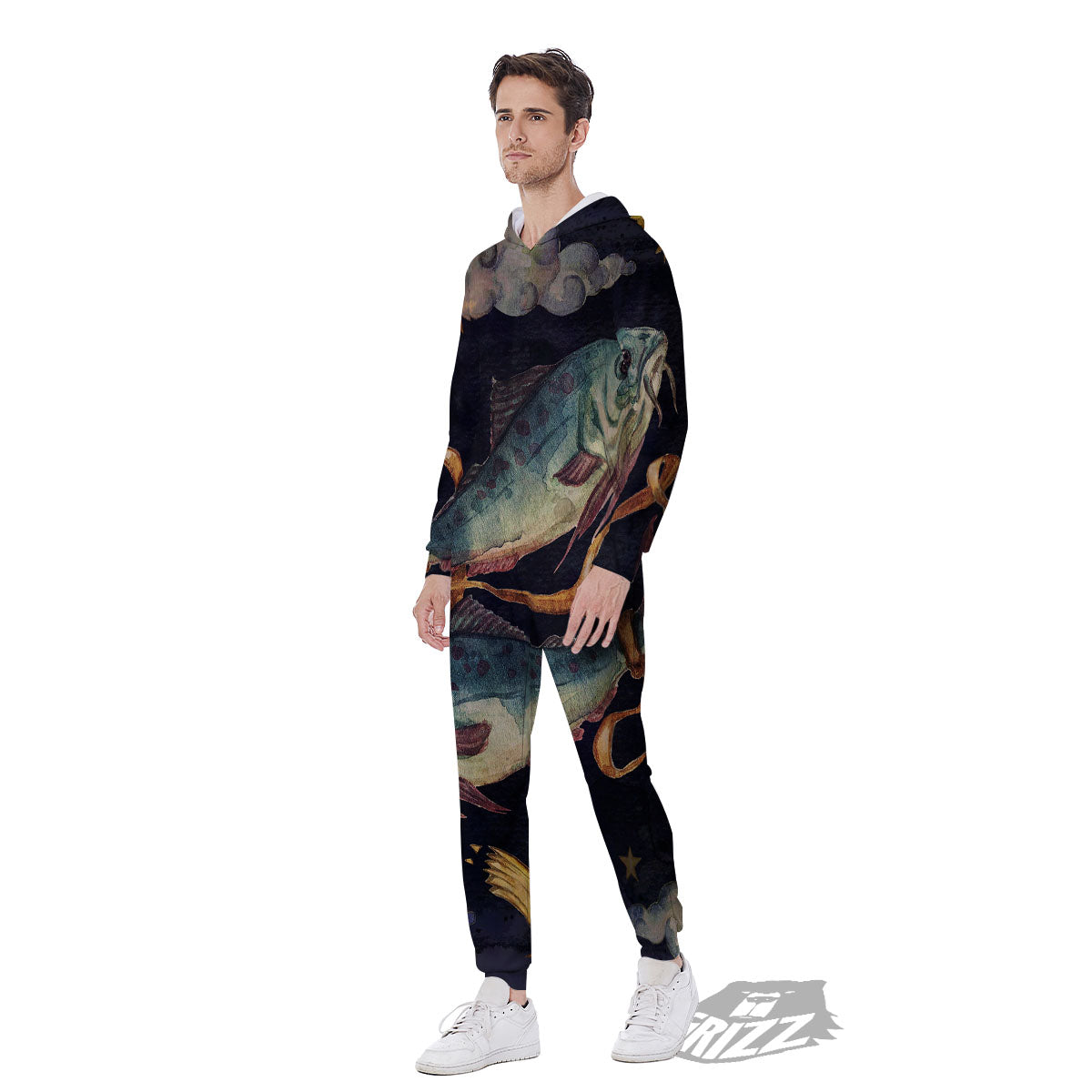 Zodiac Sign Watercolor Pisces Print Men's Jumpsuit-grizzshop