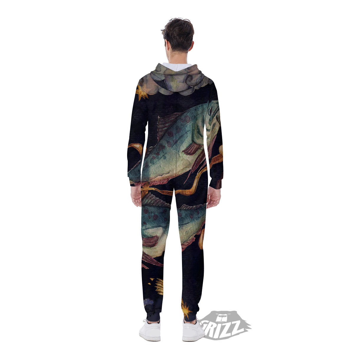 Zodiac Sign Watercolor Pisces Print Men's Jumpsuit-grizzshop