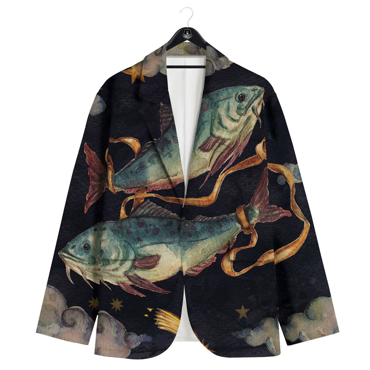 Zodiac Sign Watercolor Pisces Print Men's Sport Coat-grizzshop