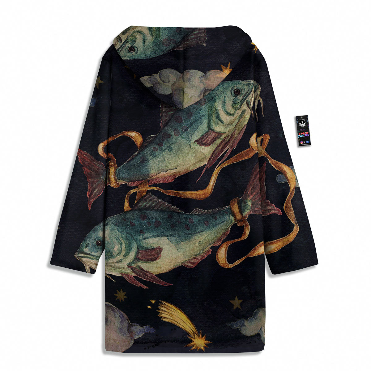 Zodiac Sign Watercolor Pisces Print Men's Windbreaker Jacket-grizzshop