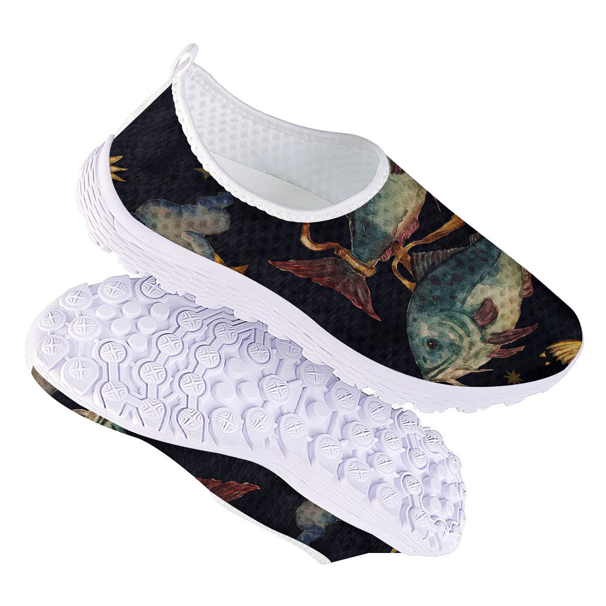 Zodiac Sign Watercolor Pisces Print Nurse Shoes-grizzshop