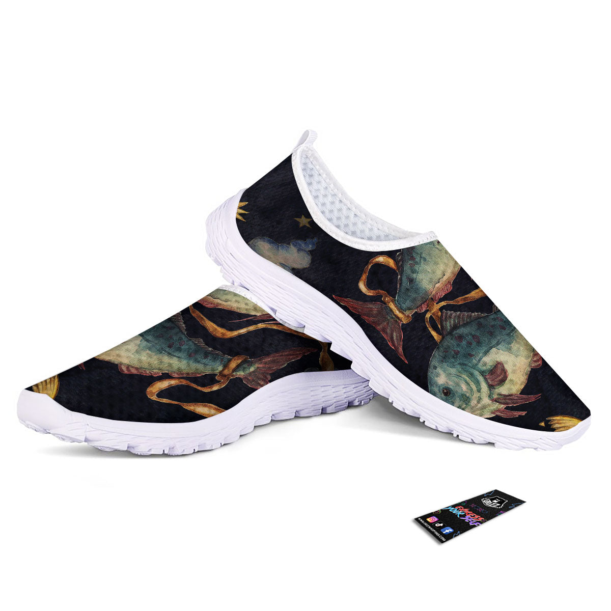 Zodiac Sign Watercolor Pisces Print Nurse Shoes-grizzshop