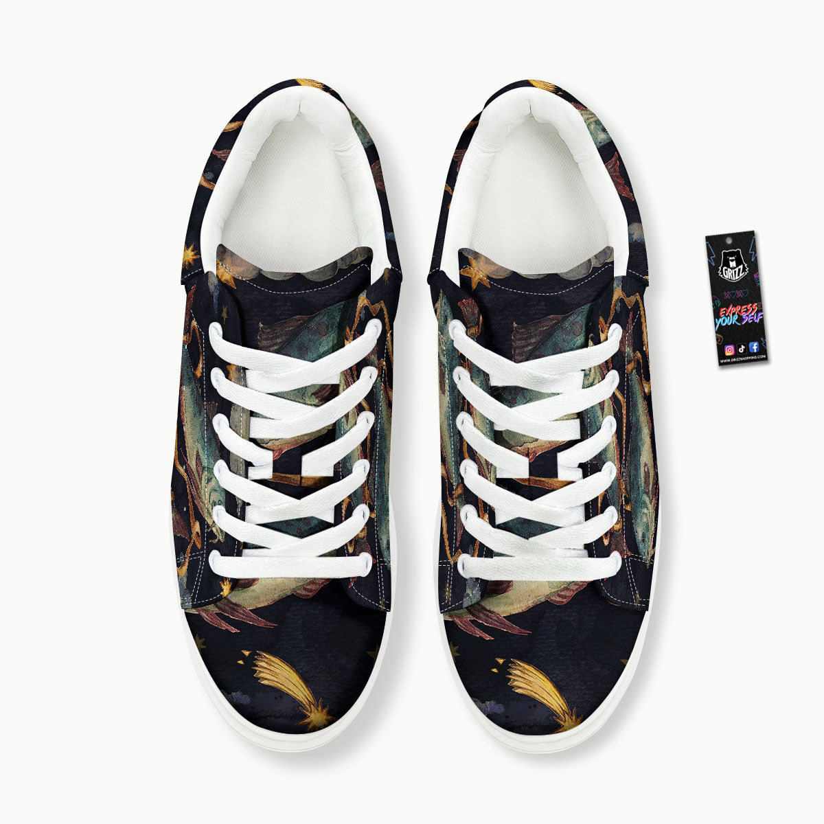 Zodiac Sign Watercolor Pisces Print Platform Shoes-grizzshop