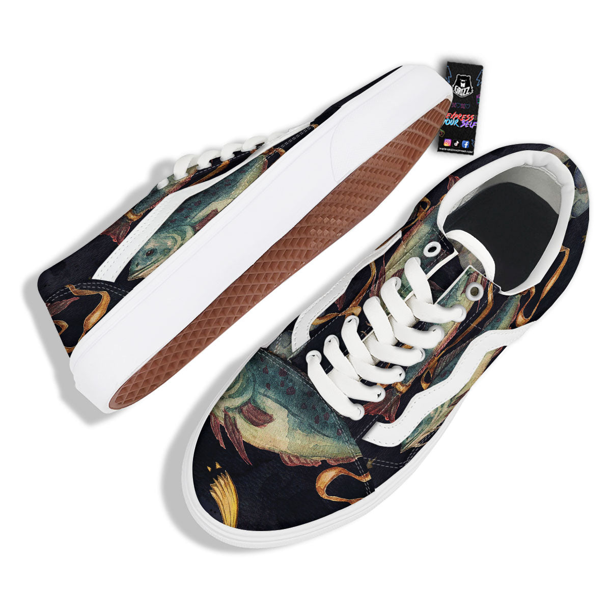 Zodiac Sign Watercolor Pisces Print Skate Shoes-grizzshop