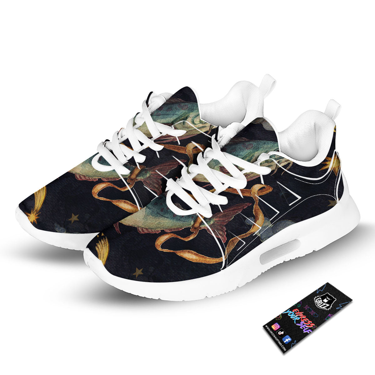Zodiac Sign Watercolor Pisces Print Tennis Shoes-grizzshop