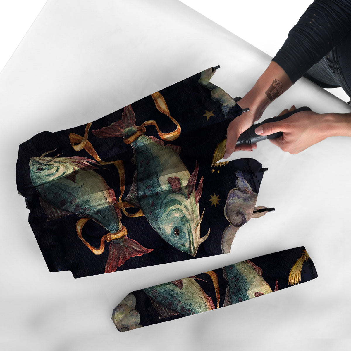 Zodiac Sign Watercolor Pisces Print Umbrella-grizzshop