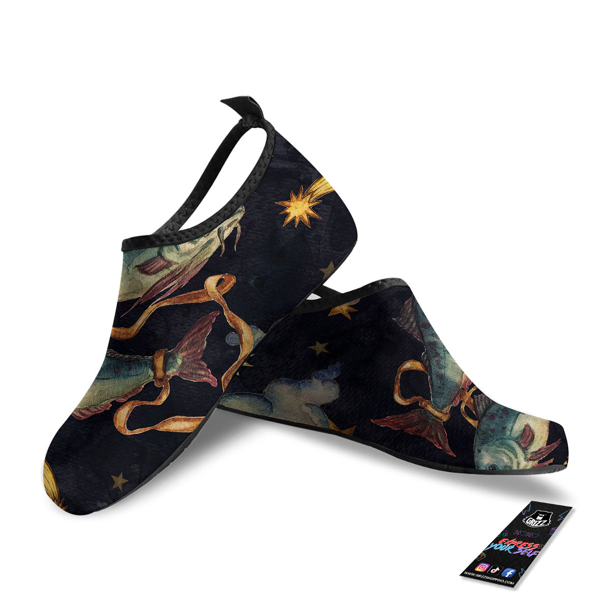Zodiac Sign Watercolor Pisces Print Water Shoes-grizzshop