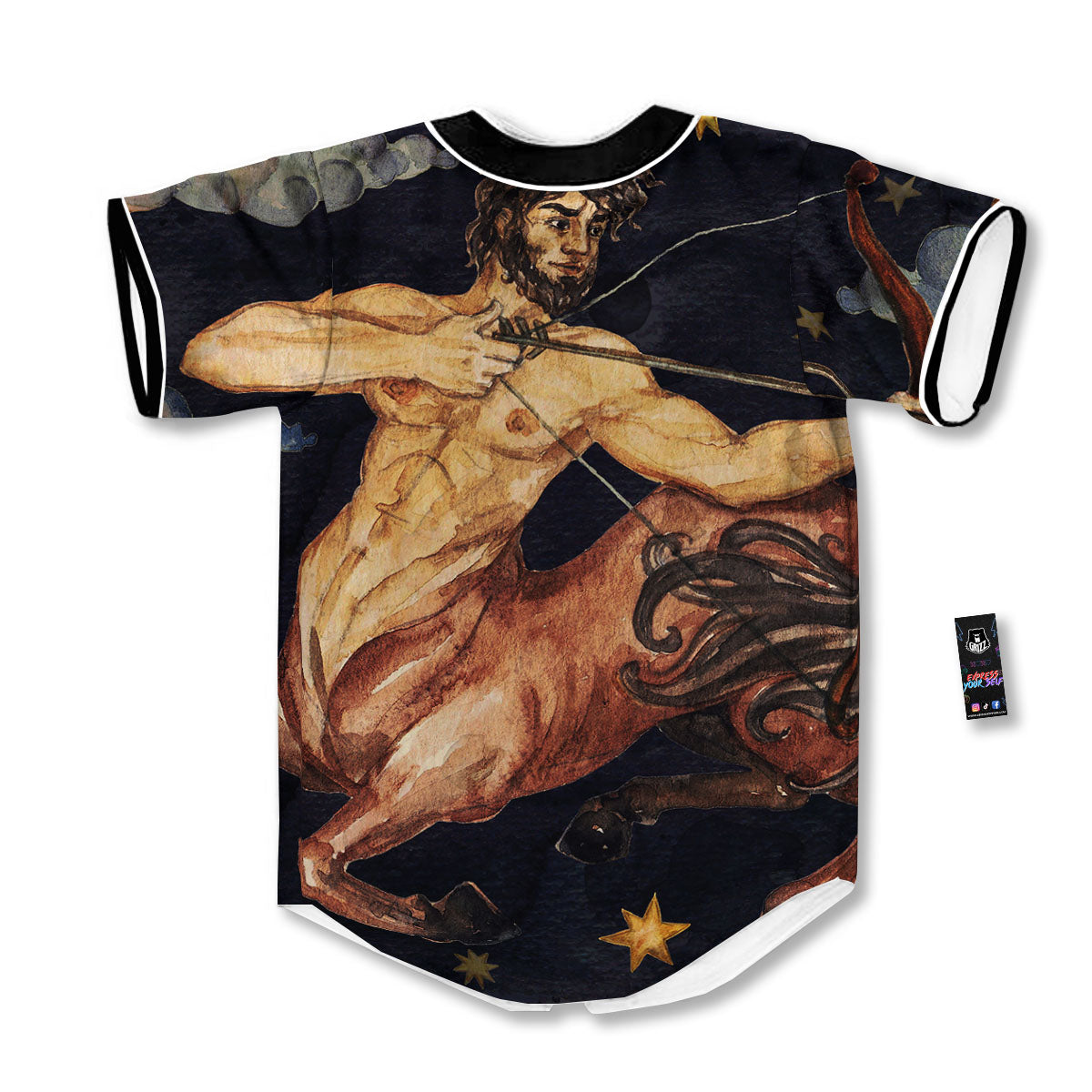 Zodiac Sign Watercolor Sagittarius Print Baseball Jersey-grizzshop