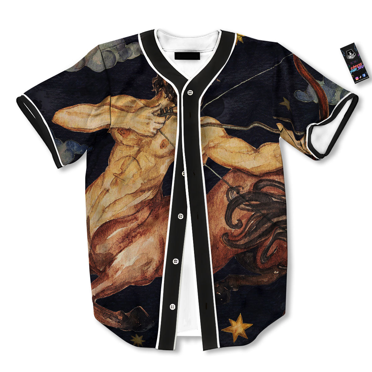 Zodiac Sign Watercolor Sagittarius Print Baseball Jersey-grizzshop