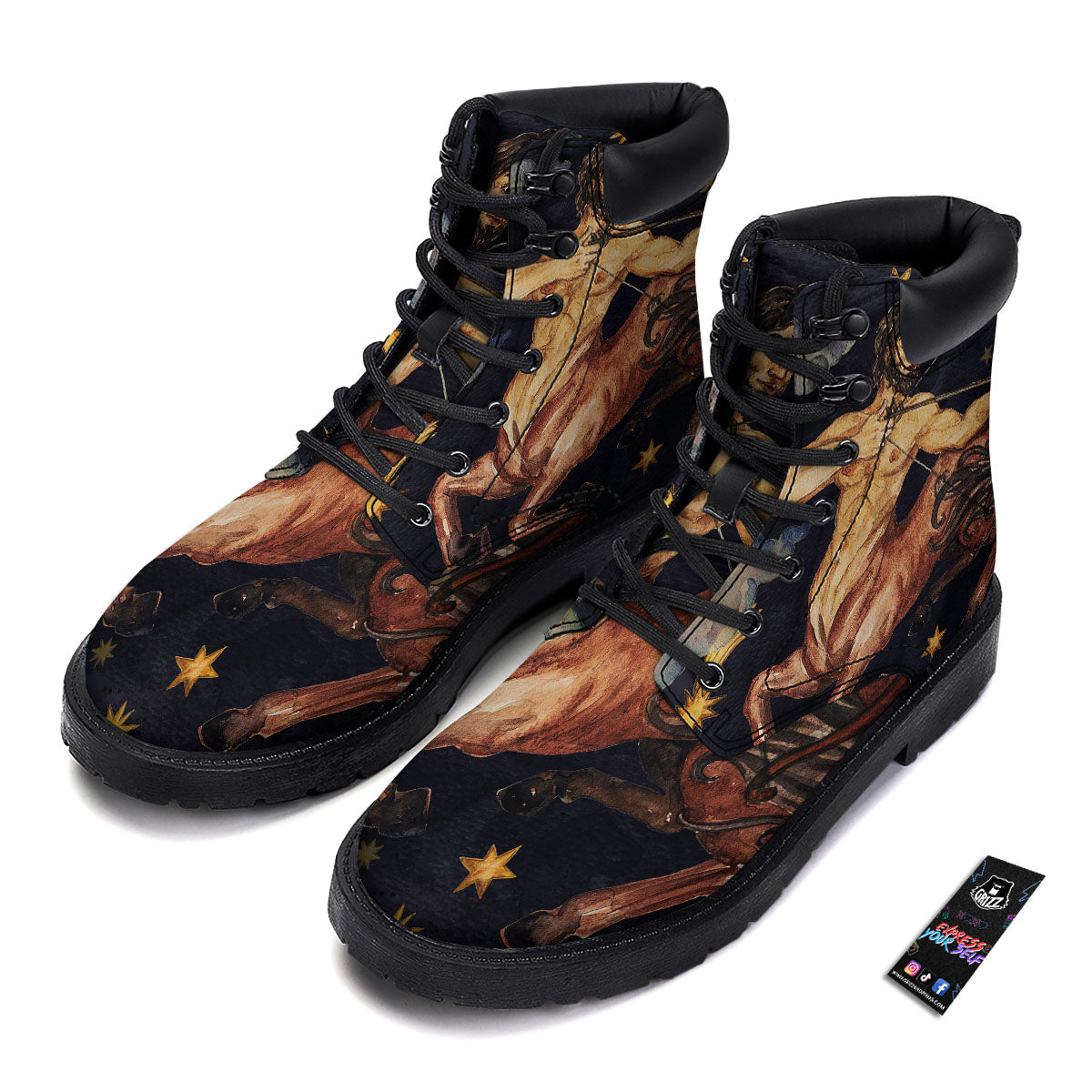 Zodiac Sign Watercolor Sagittarius Print Boots-grizzshop