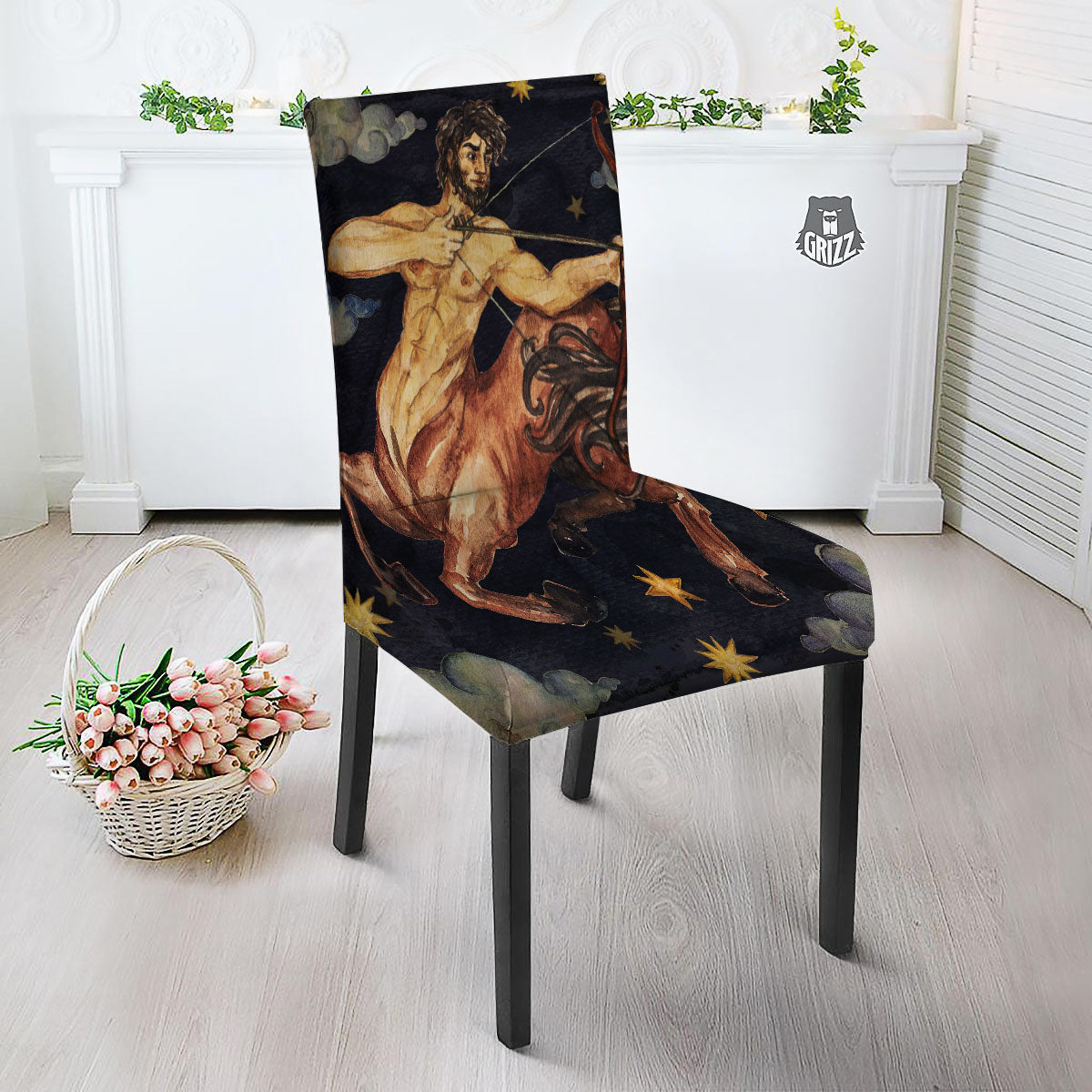 Zodiac Sign Watercolor Sagittarius Print Dining Chair Slipcover-grizzshop