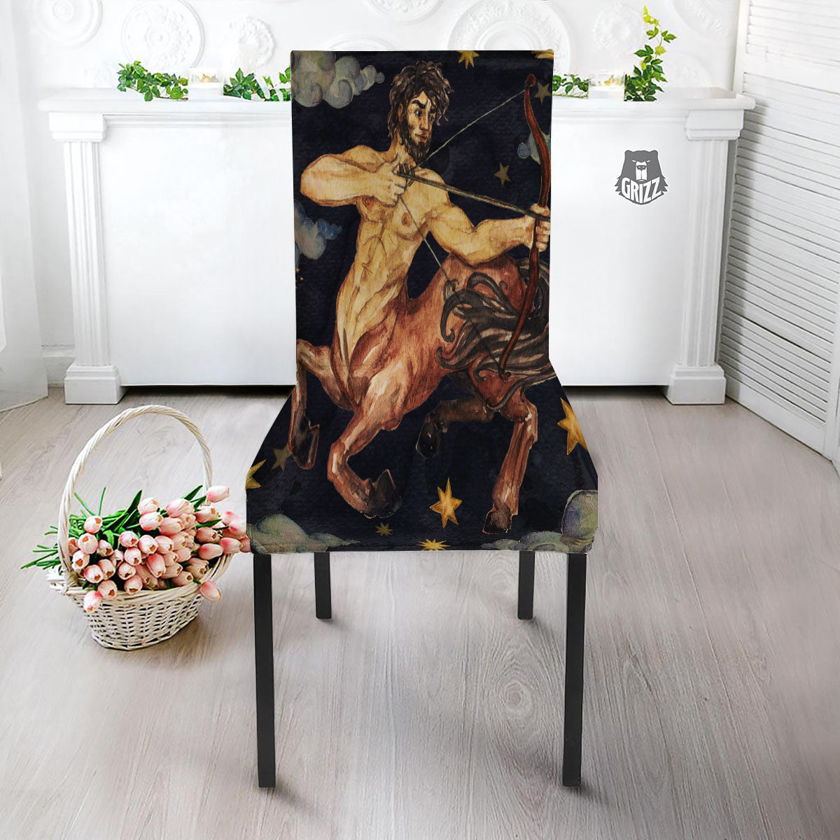 Zodiac Sign Watercolor Sagittarius Print Dining Chair Slipcover-grizzshop