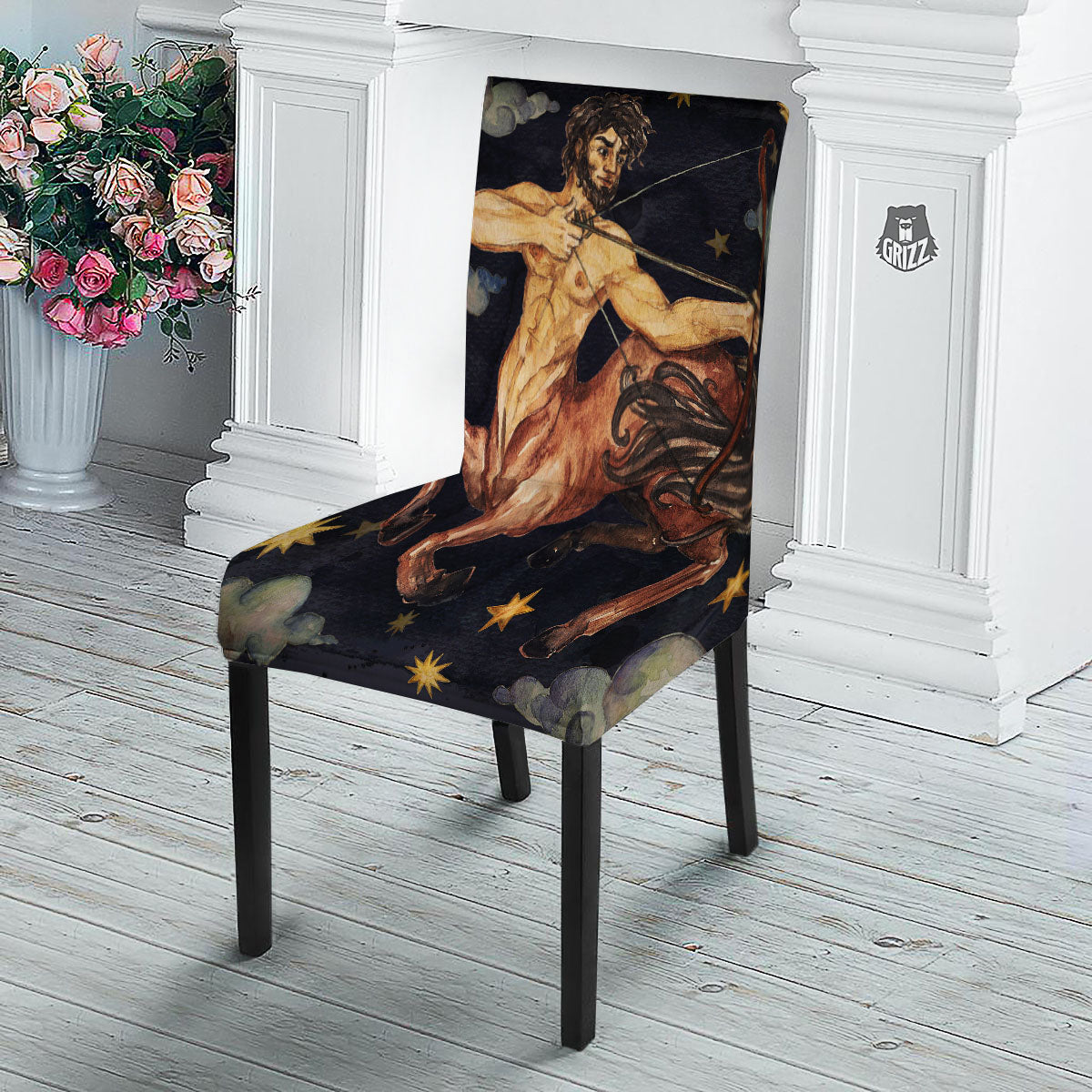 Zodiac Sign Watercolor Sagittarius Print Dining Chair Slipcover-grizzshop