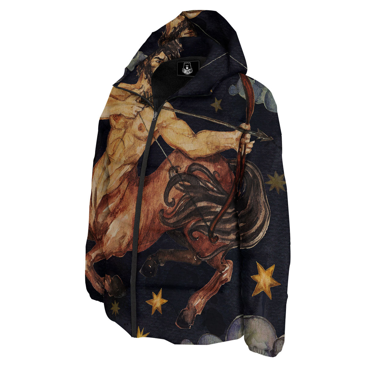 Zodiac Sign Watercolor Sagittarius Print Down Jacket-grizzshop