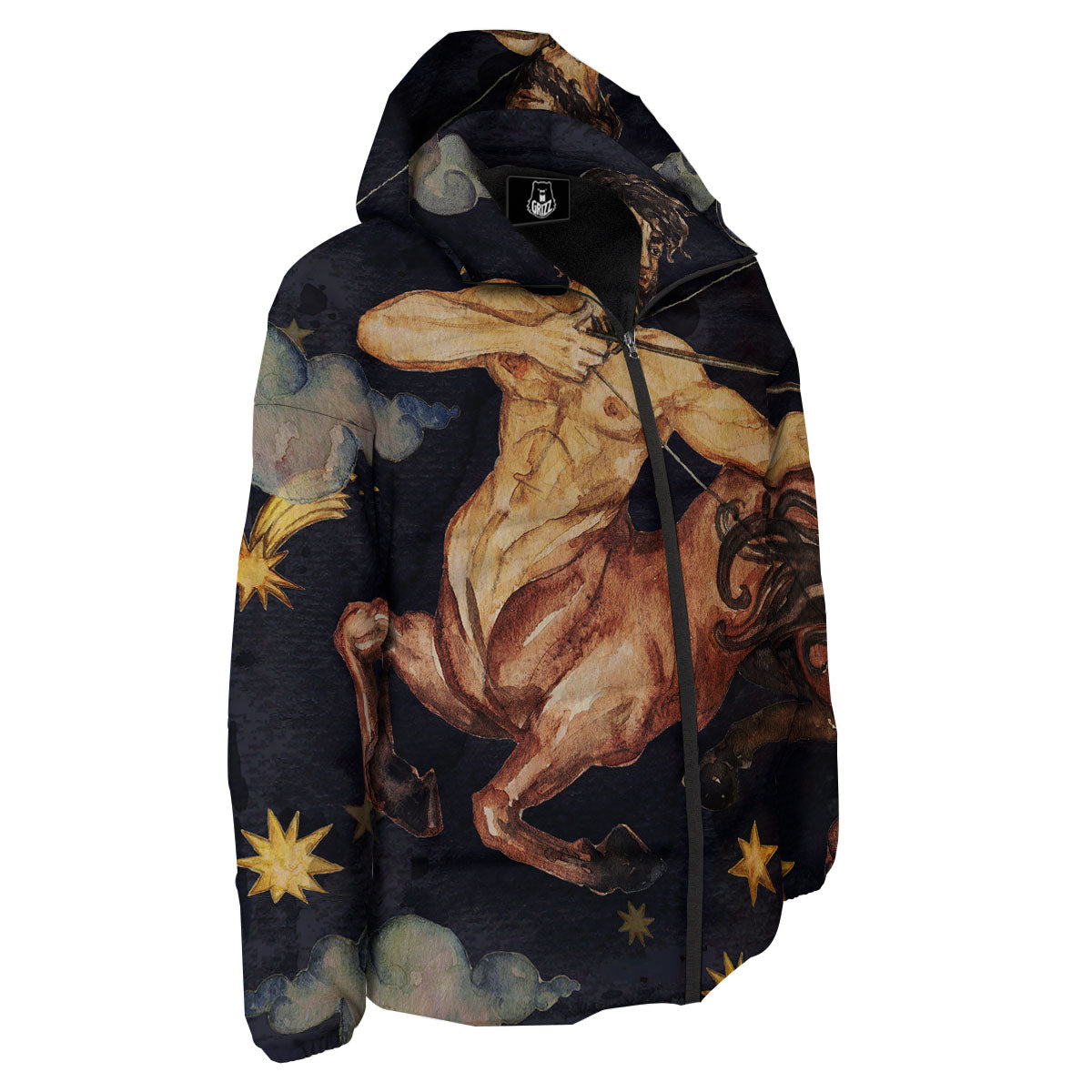Zodiac Sign Watercolor Sagittarius Print Down Jacket-grizzshop