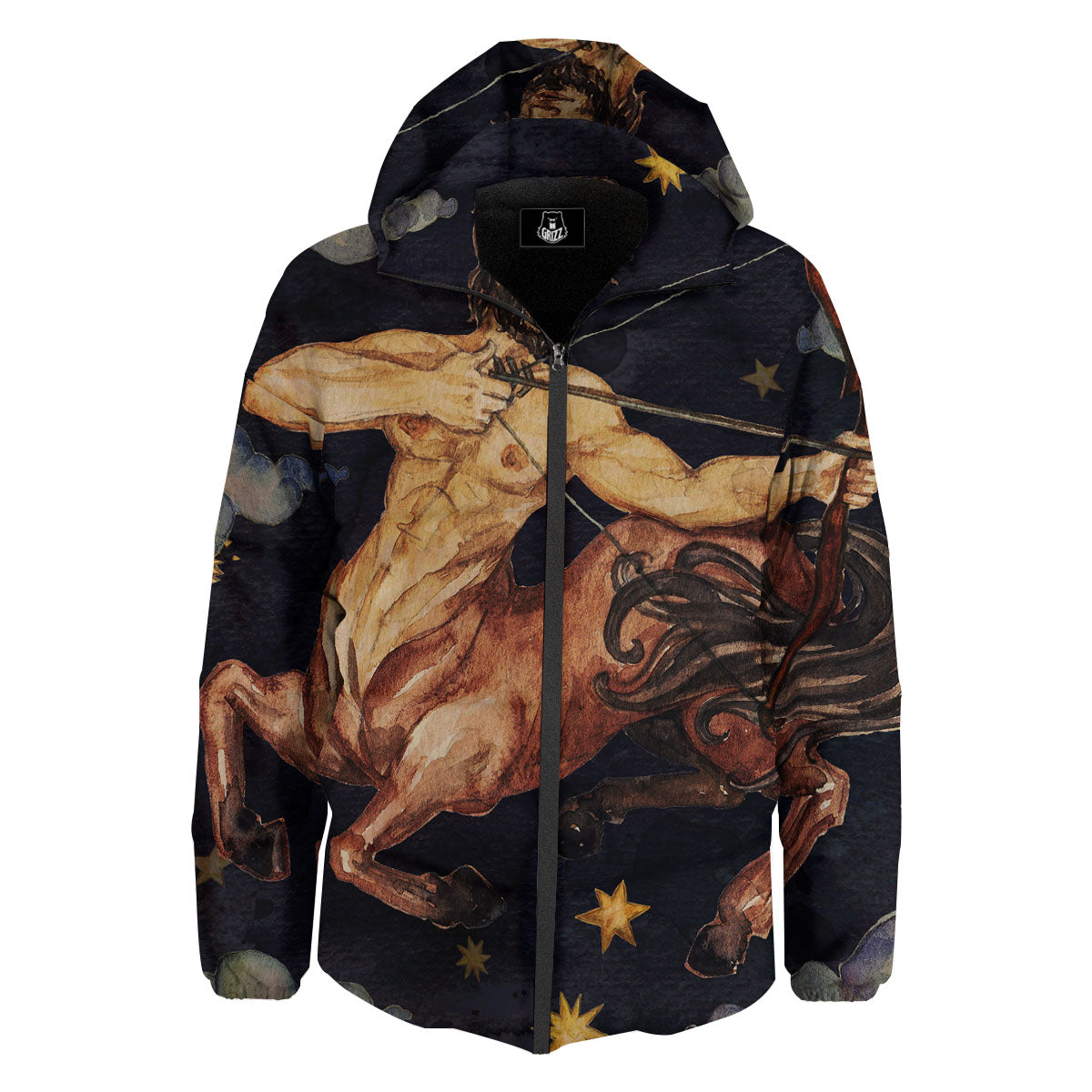 Zodiac Sign Watercolor Sagittarius Print Down Jacket-grizzshop