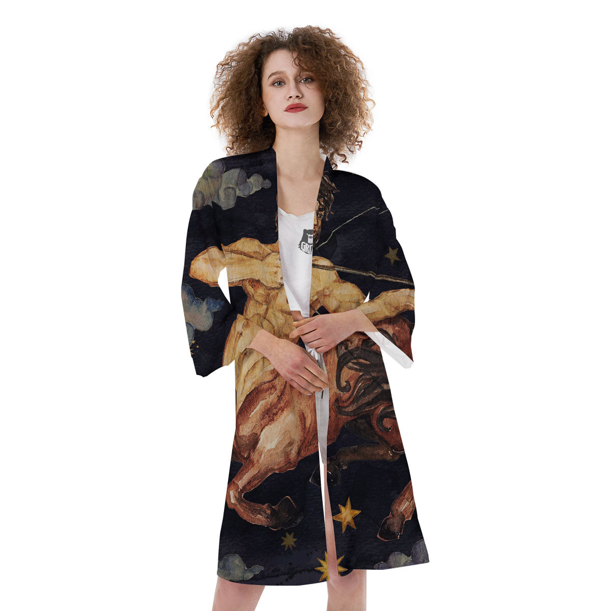 Zodiac Sign Watercolor Sagittarius Print Kimono-grizzshop