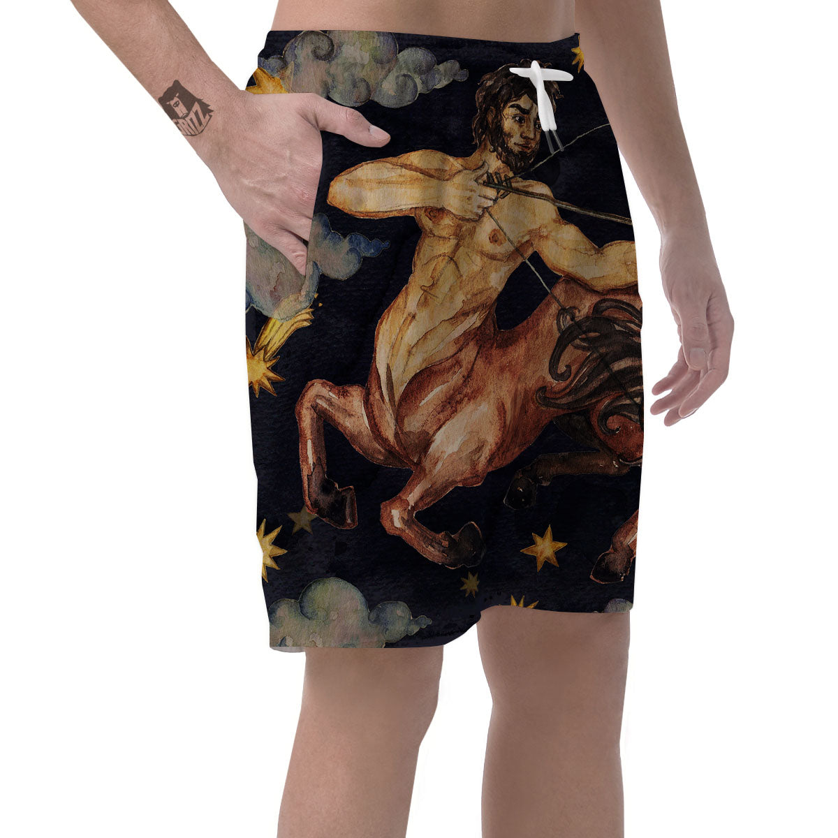 Zodiac Sign Watercolor Sagittarius Print Men's Shorts-grizzshop