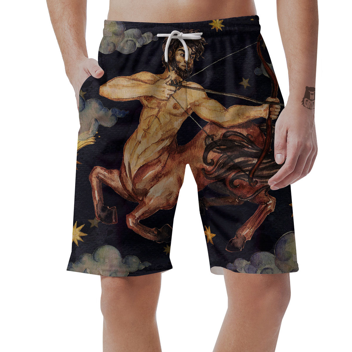 Zodiac Sign Watercolor Sagittarius Print Men's Shorts-grizzshop