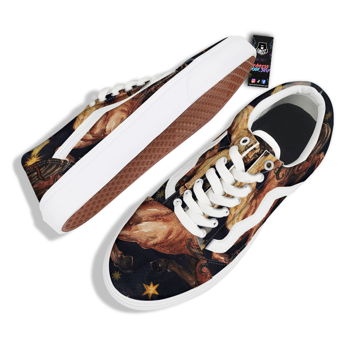 Zodiac Sign Watercolor Sagittarius Print Skate Shoes-grizzshop