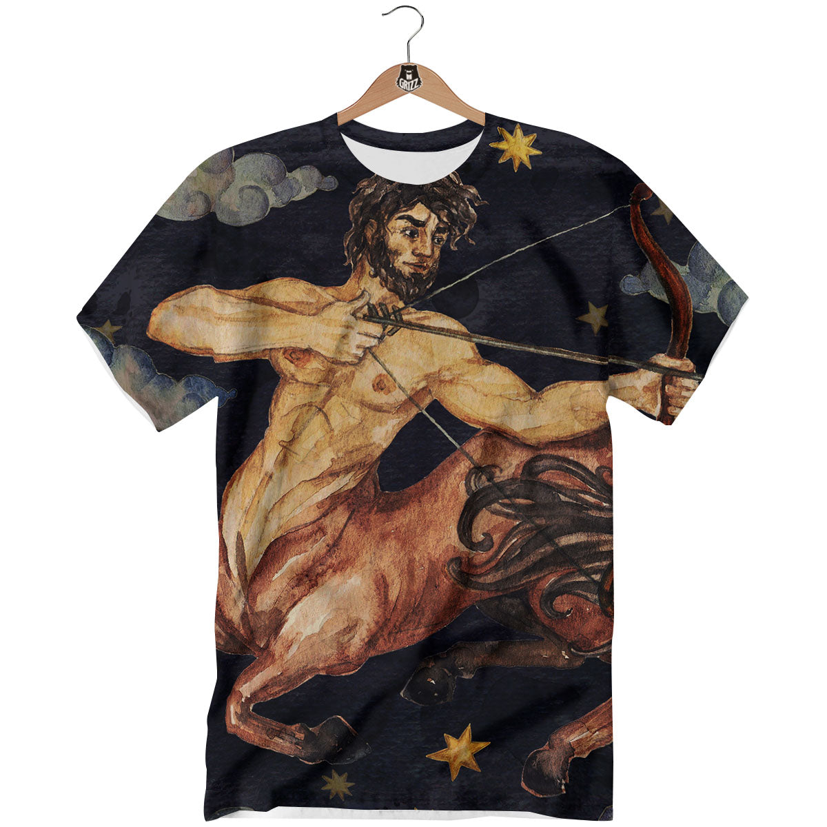 Zodiac Sign Watercolor Sagittarius Print T-Shirt-grizzshop
