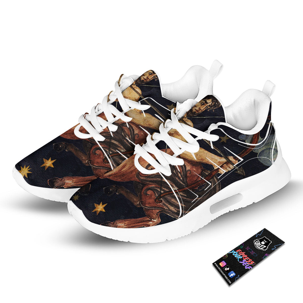 Zodiac Sign Watercolor Sagittarius Print Tennis Shoes-grizzshop