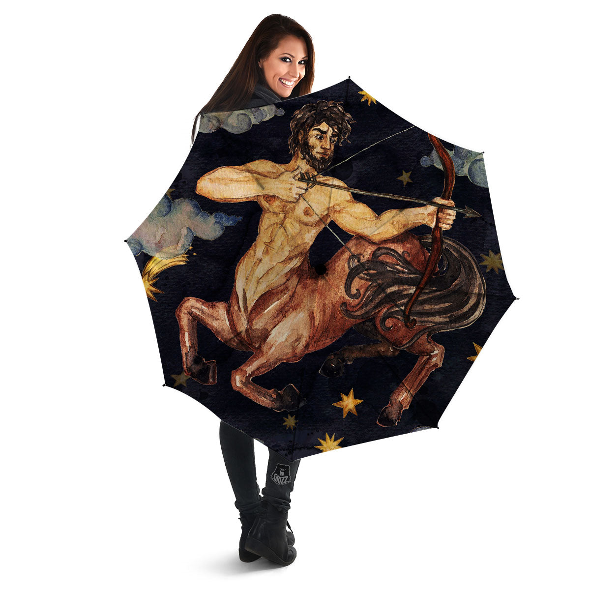 Zodiac Sign Watercolor Sagittarius Print Umbrella-grizzshop