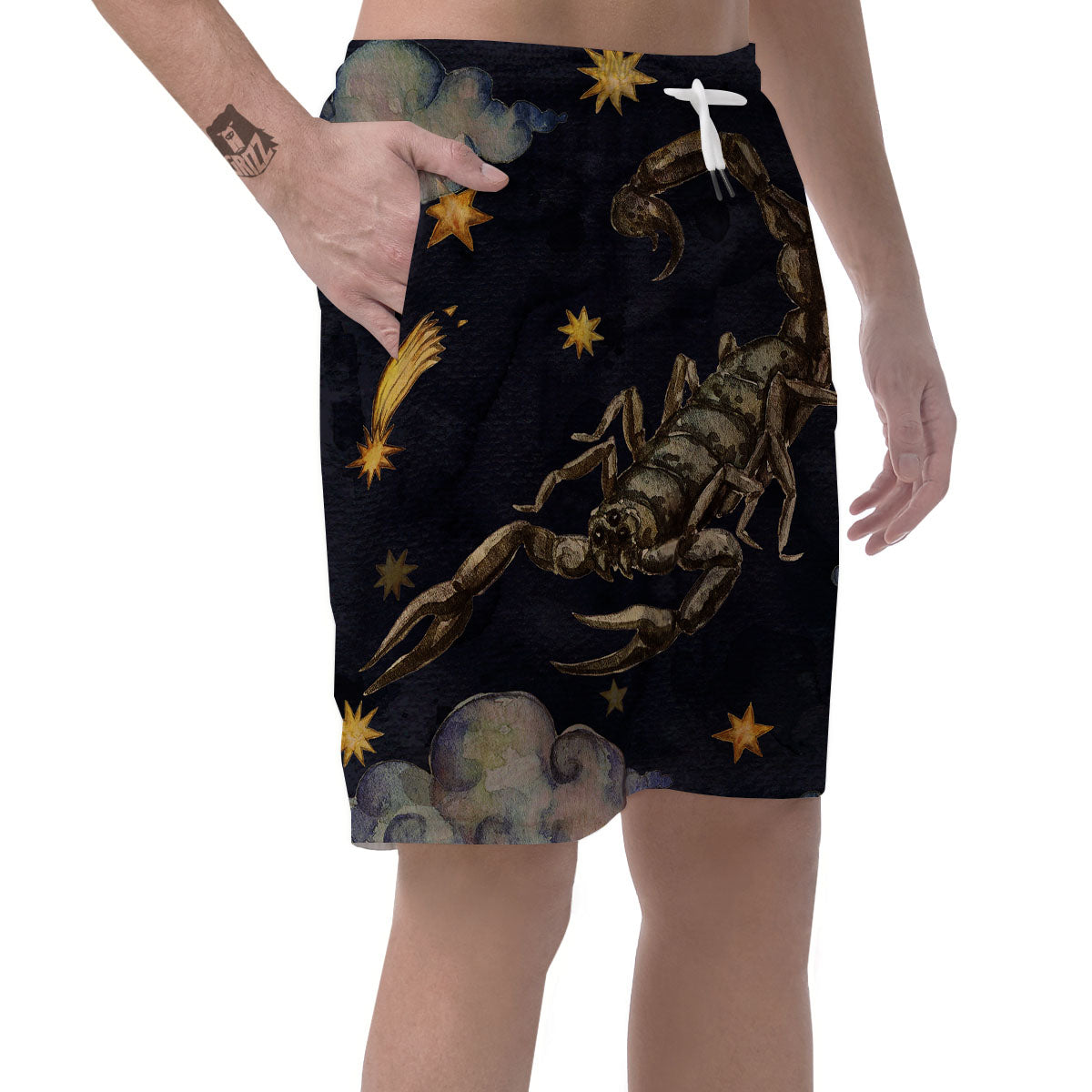 Zodiac Sign Watercolor Scorpio Print Men's Shorts-grizzshop