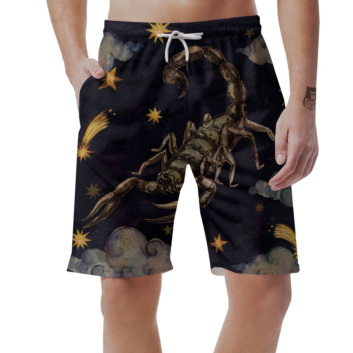 Zodiac Sign Watercolor Scorpio Print Men's Shorts-grizzshop