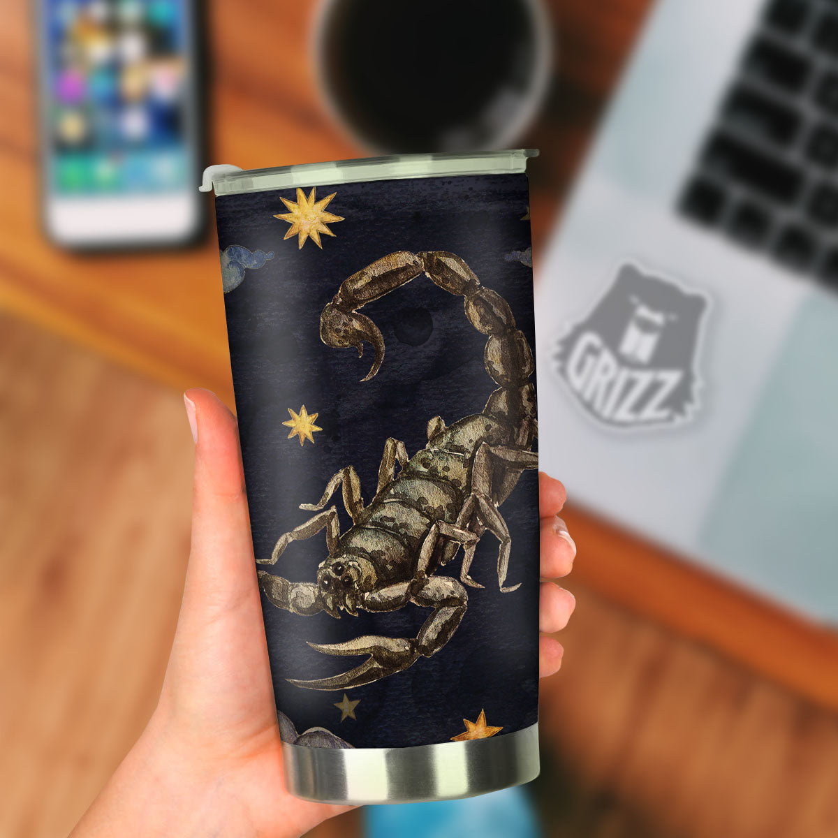 Zodiac Sign Watercolor Scorpio Print Tumbler-grizzshop
