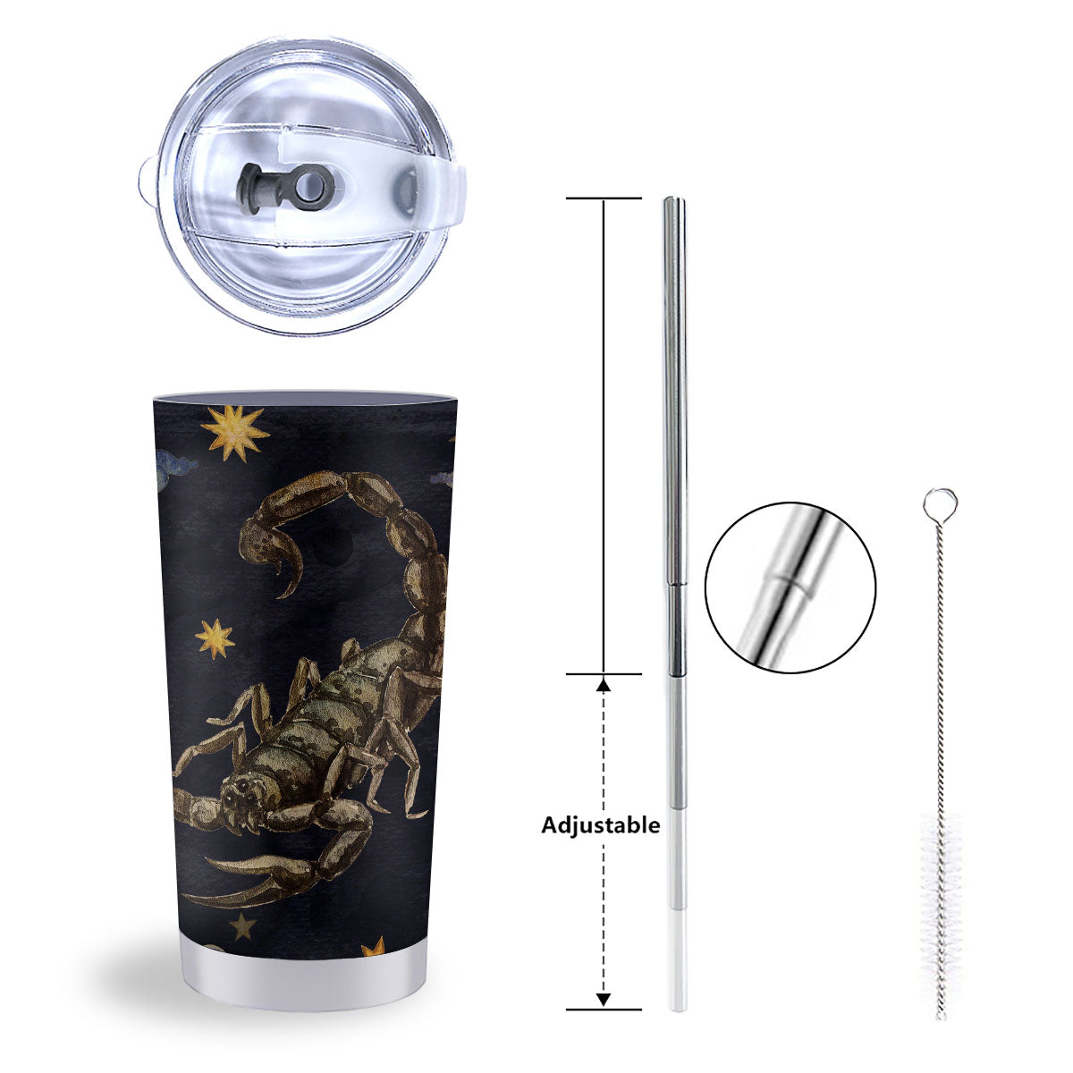 Zodiac Sign Watercolor Scorpio Print Tumbler-grizzshop
