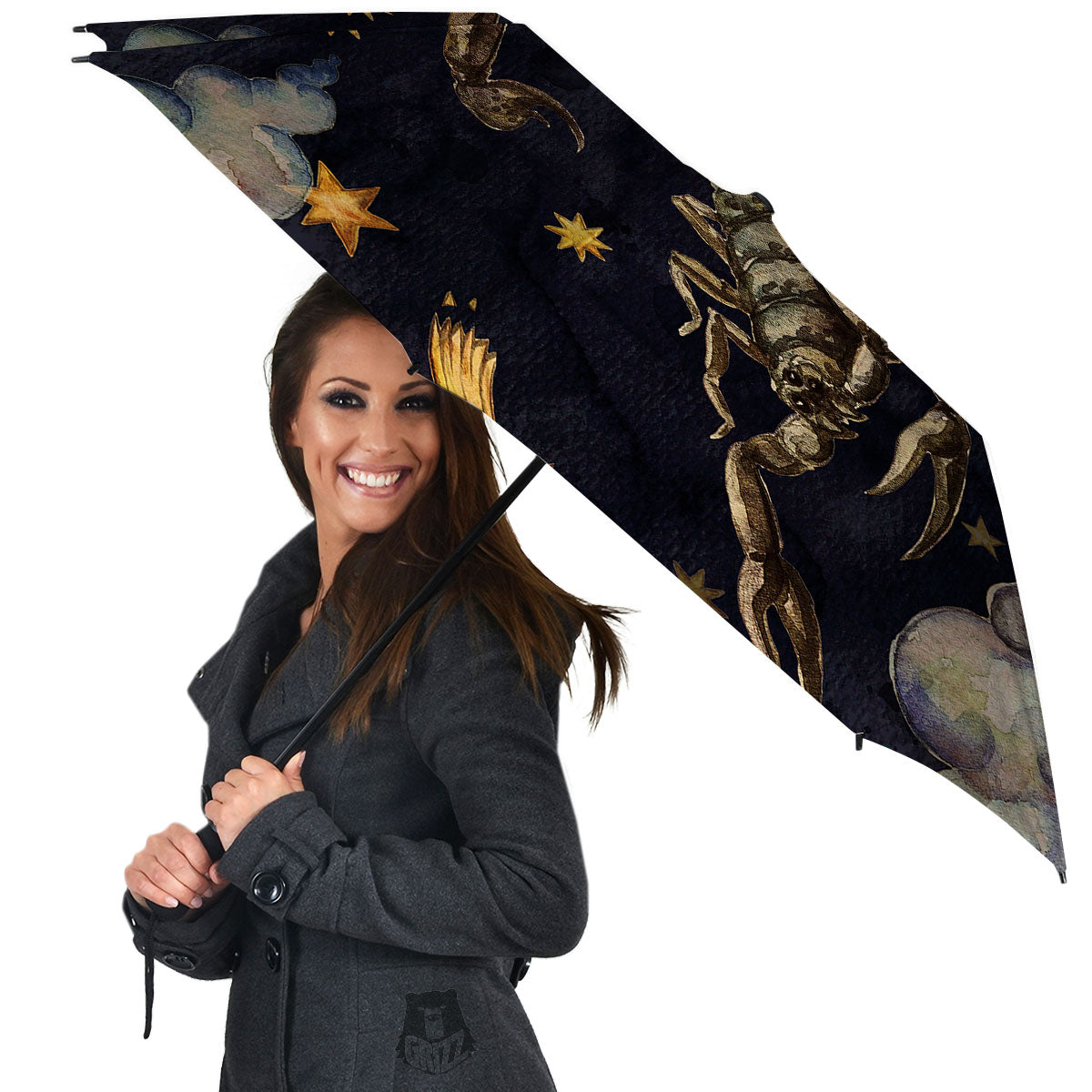 Zodiac Sign Watercolor Scorpio Print Umbrella-grizzshop