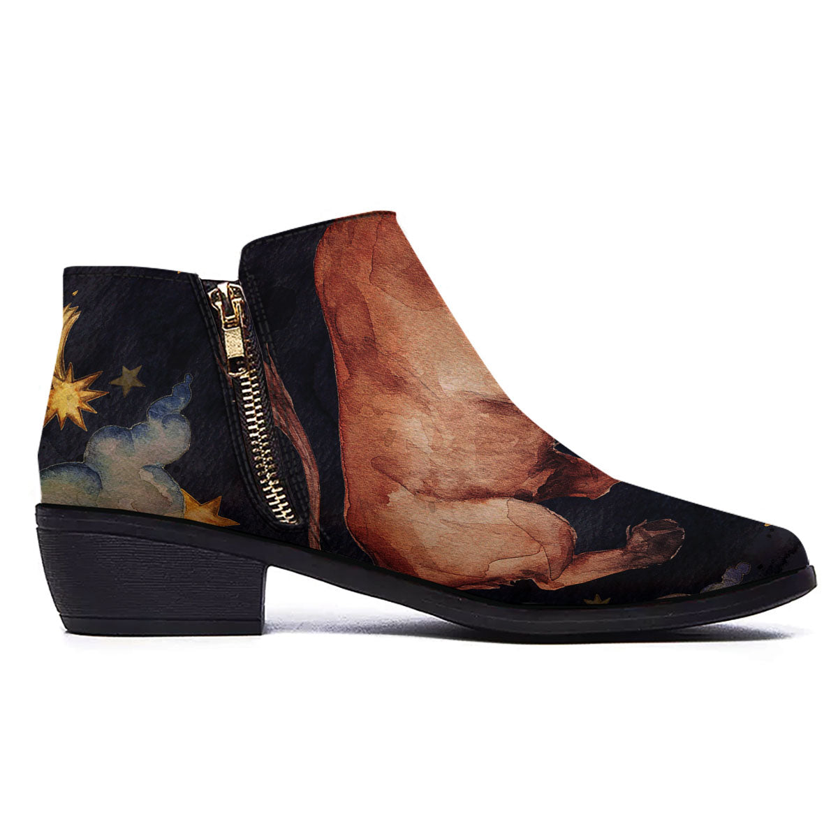 Zodiac Sign Watercolor Taurus Print Ankle Boots-grizzshop
