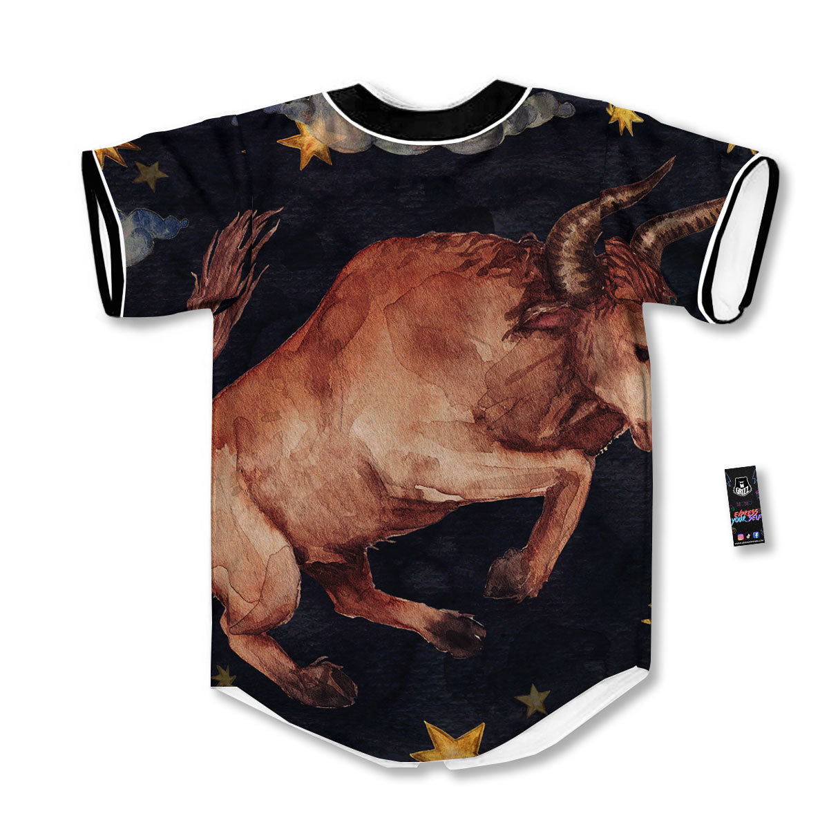 Zodiac Sign Watercolor Taurus Print Baseball Jersey-grizzshop