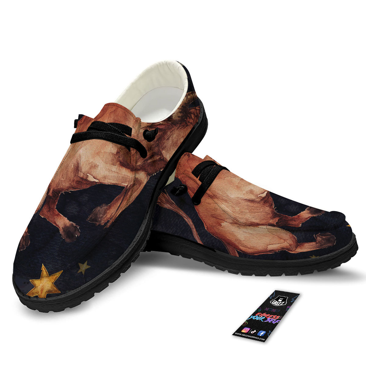 Zodiac Sign Watercolor Taurus Print Black Loafers-grizzshop