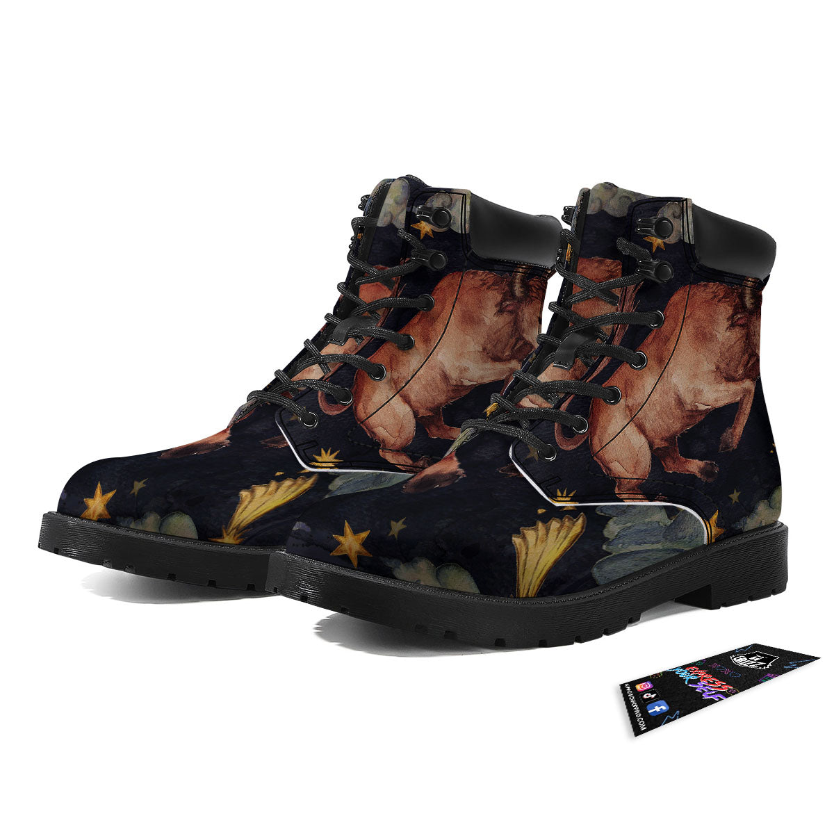 Zodiac Sign Watercolor Taurus Print Boots-grizzshop