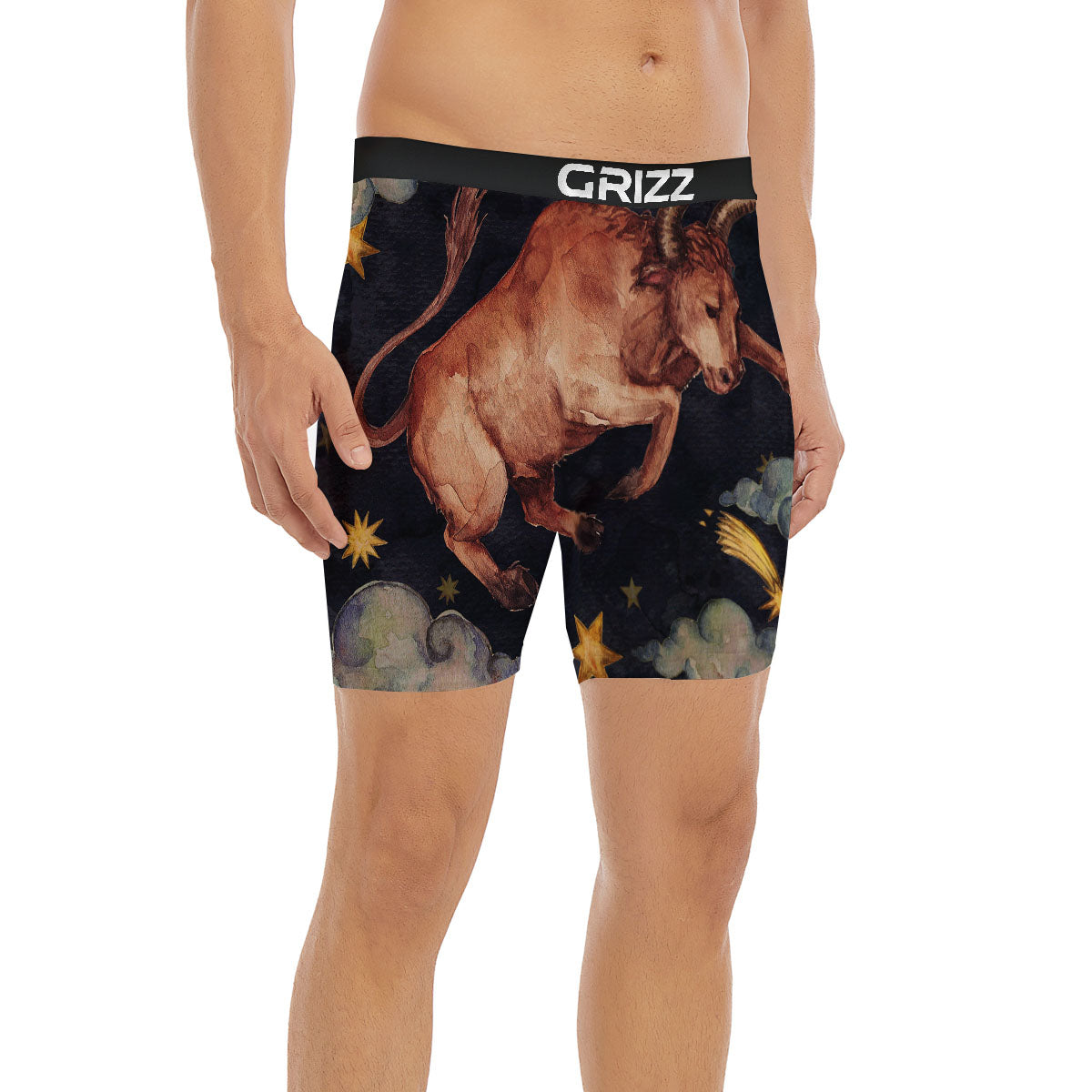 Zodiac Sign Watercolor Taurus Print Boxer Briefs-grizzshop