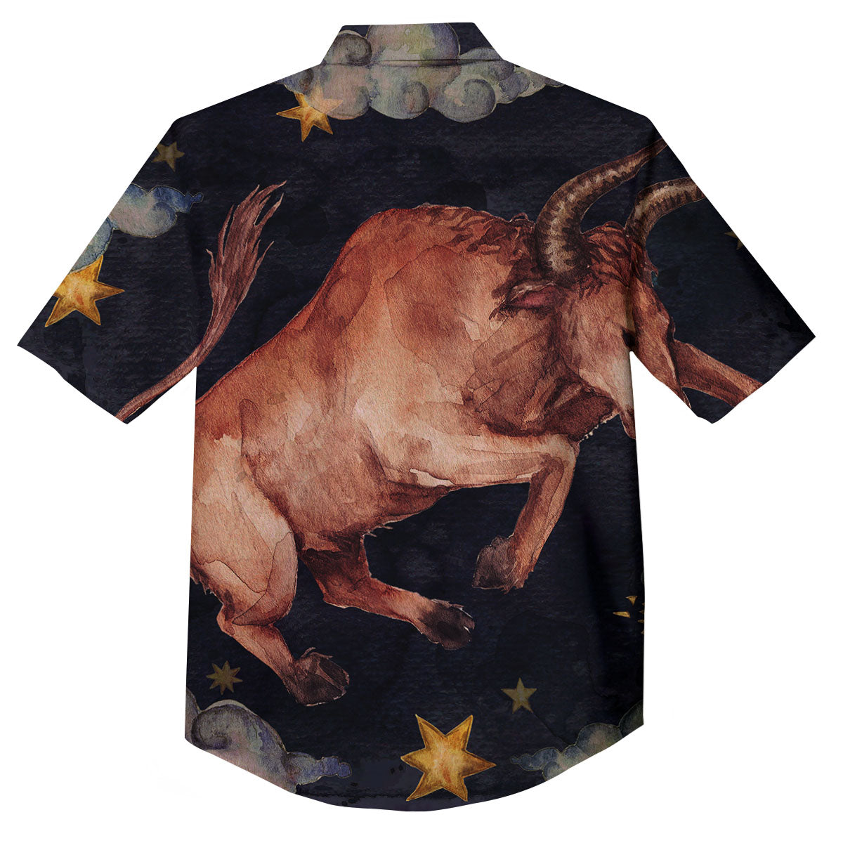 Zodiac Sign Watercolor Taurus Print Button Up Shirt-grizzshop