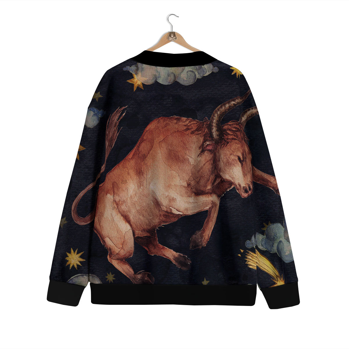 Zodiac Sign Watercolor Taurus Print Cardigan-grizzshop