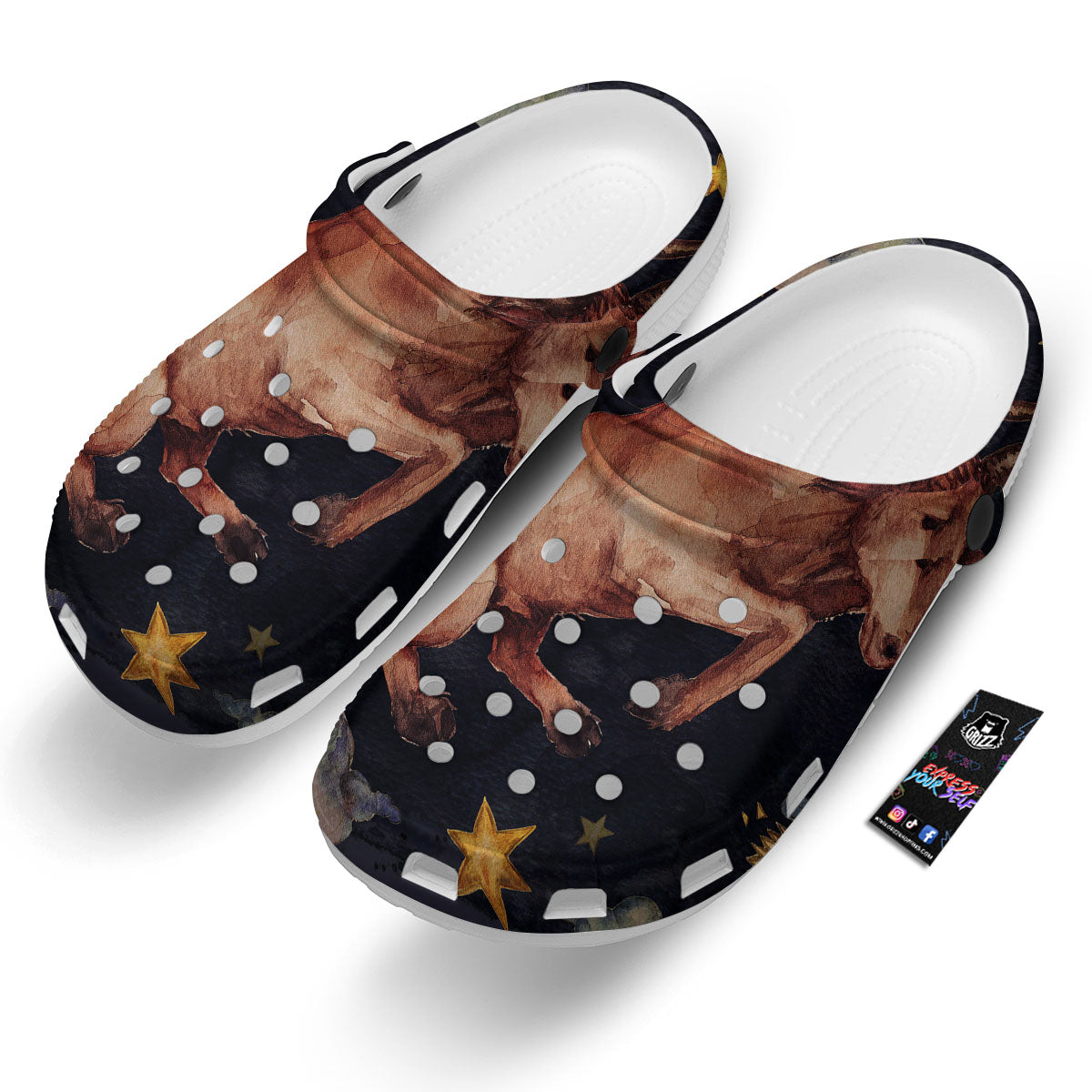 Zodiac Sign Watercolor Taurus Print Clog-grizzshop