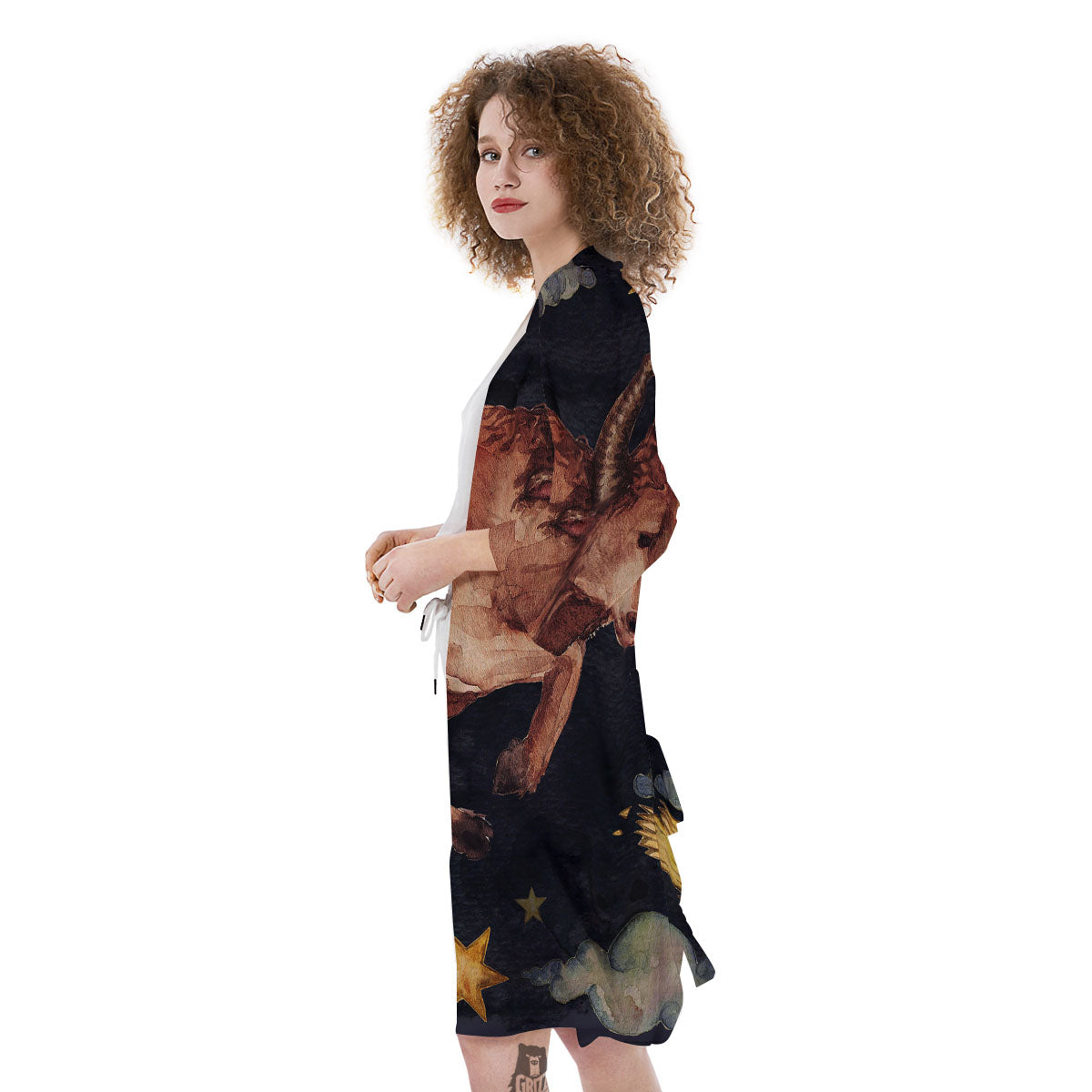 Zodiac Sign Watercolor Taurus Print Kimono-grizzshop