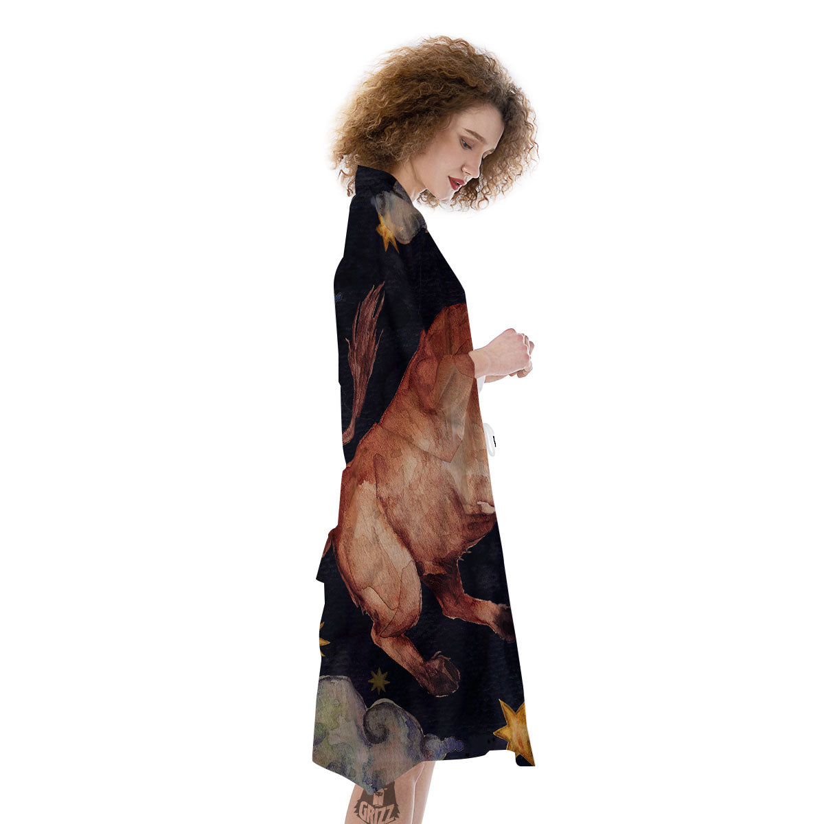 Zodiac Sign Watercolor Taurus Print Kimono-grizzshop