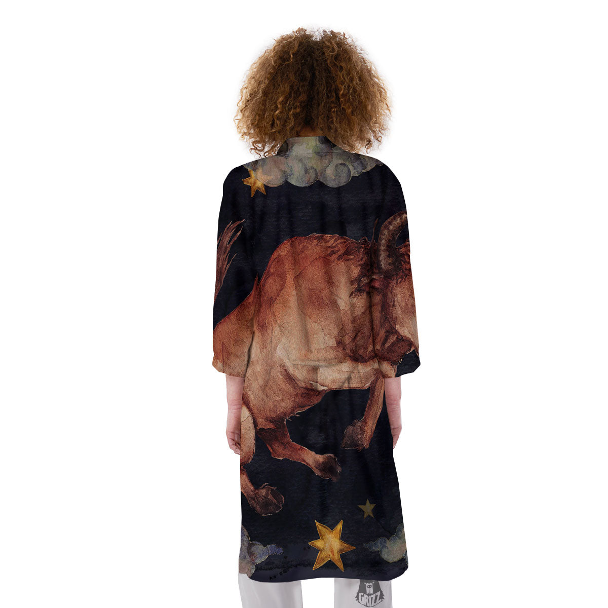 Zodiac Sign Watercolor Taurus Print Kimono-grizzshop