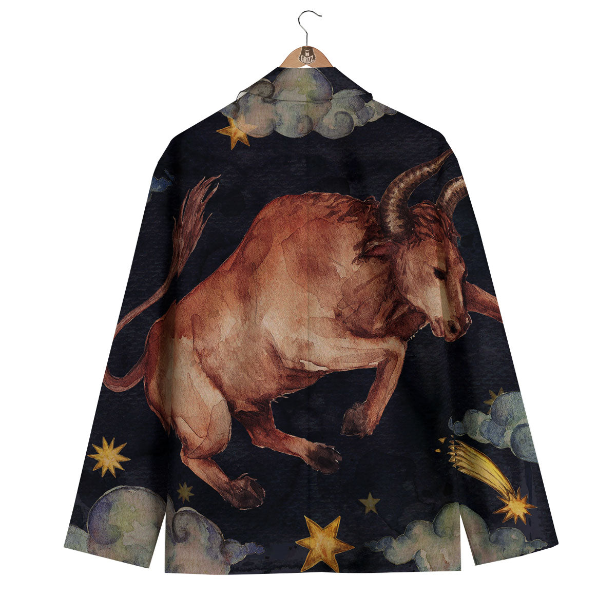 Zodiac Sign Watercolor Taurus Print Men's Blazer-grizzshop