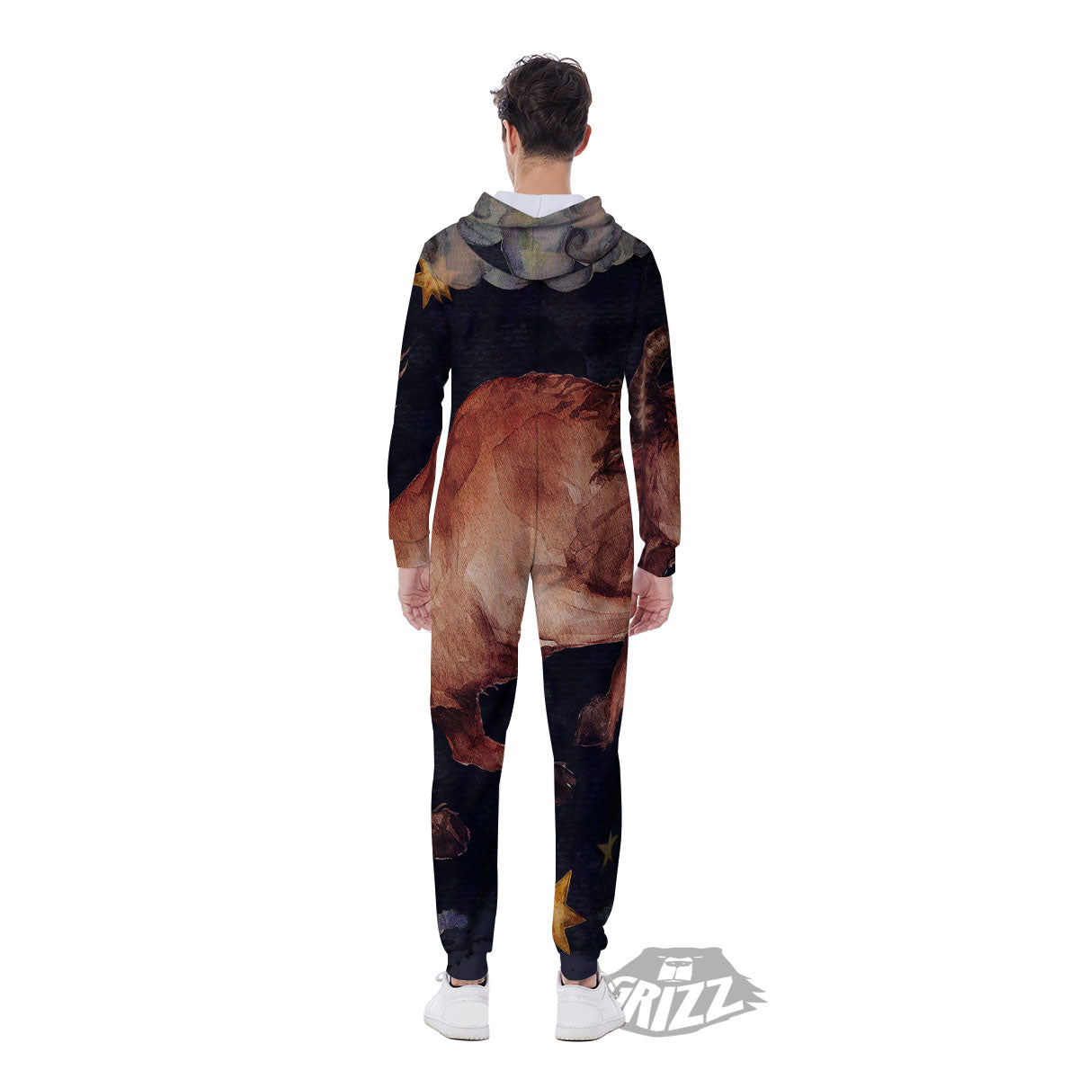Zodiac Sign Watercolor Taurus Print Men's Jumpsuit-grizzshop