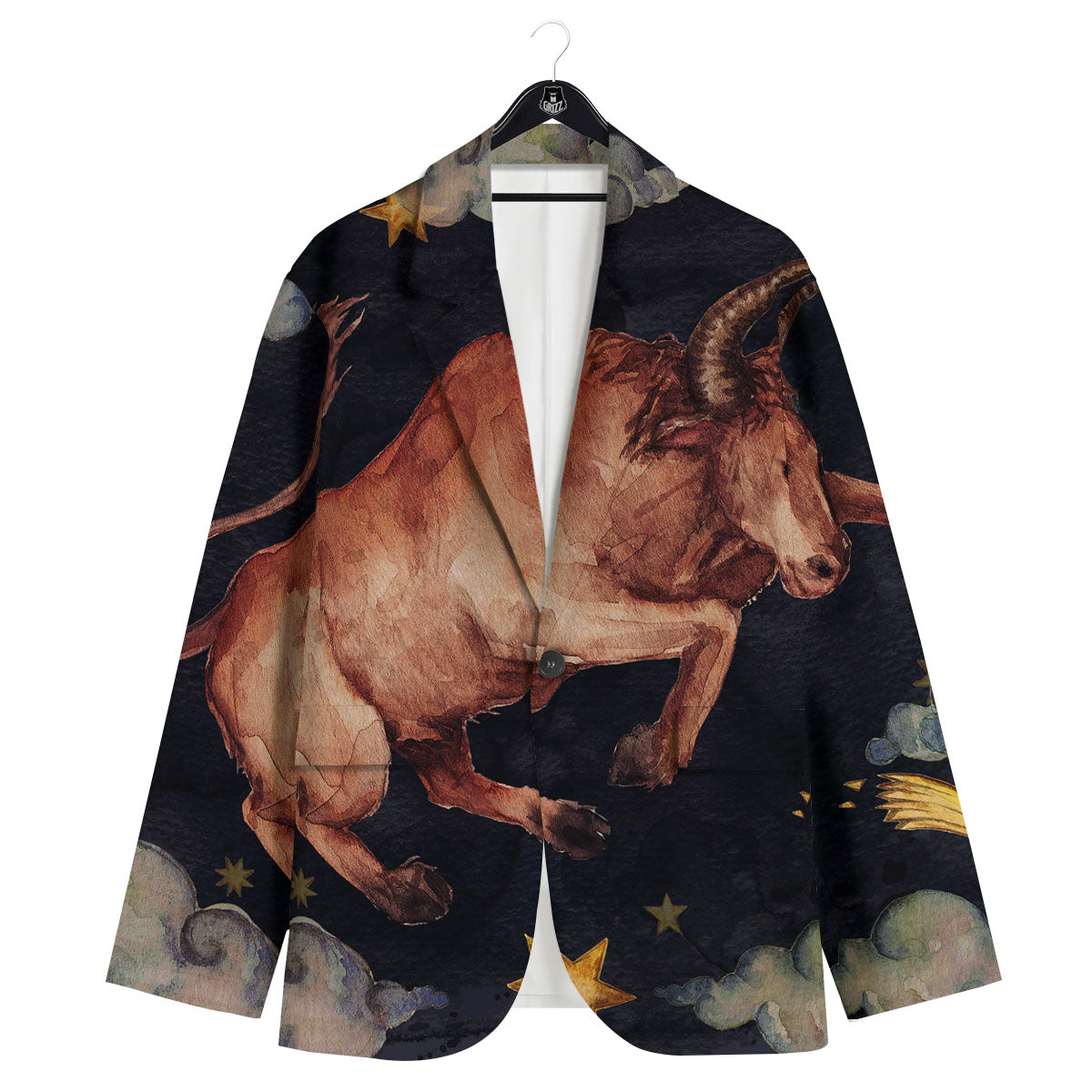 Zodiac Sign Watercolor Taurus Print Men's Sport Coat-grizzshop