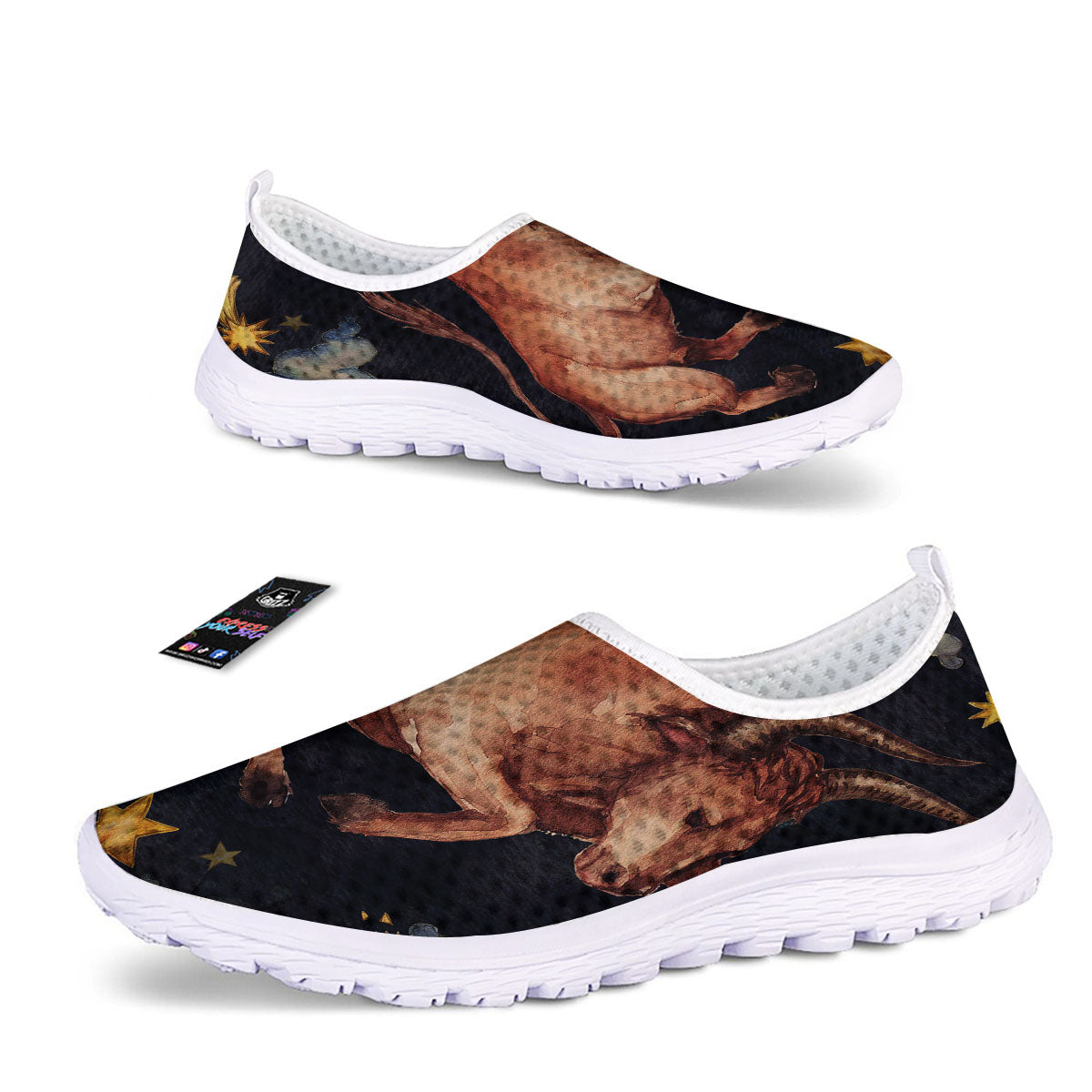 Zodiac Sign Watercolor Taurus Print Nurse Shoes-grizzshop