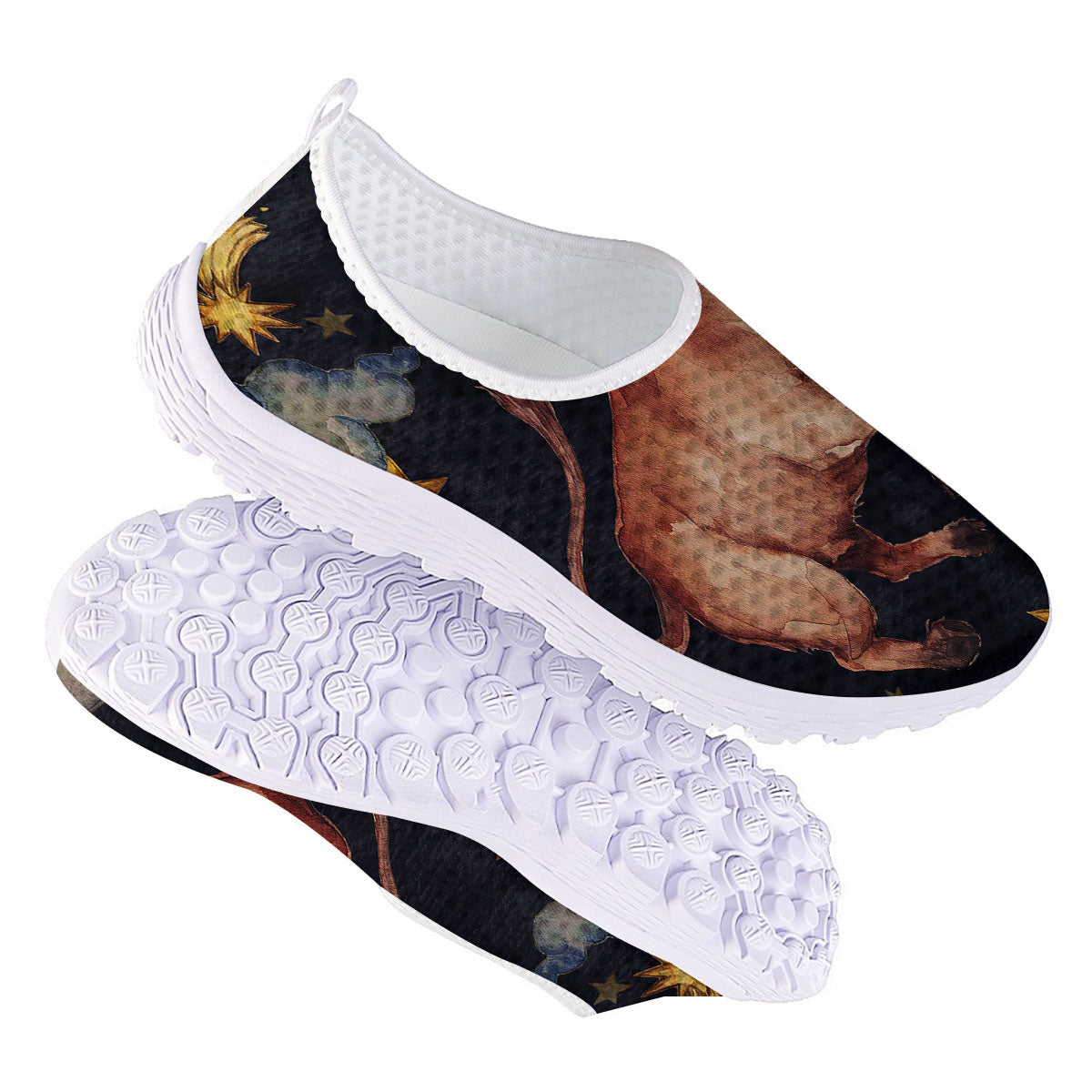 Zodiac Sign Watercolor Taurus Print Nurse Shoes-grizzshop